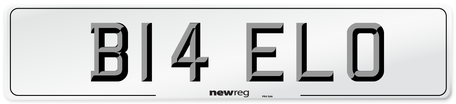 B14 ELO Number Plate from New Reg